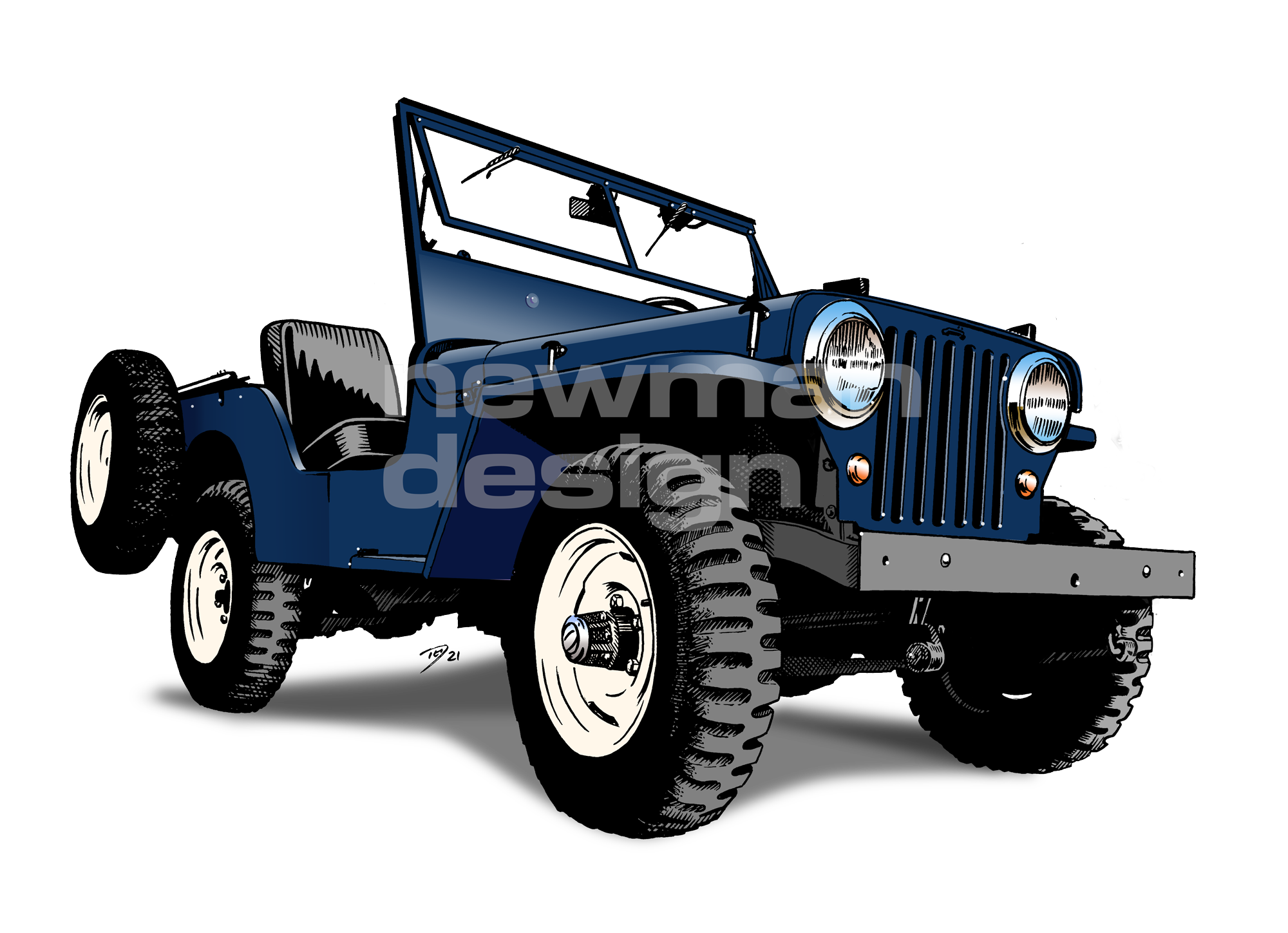Willys Jeep cj2a normandy blue
