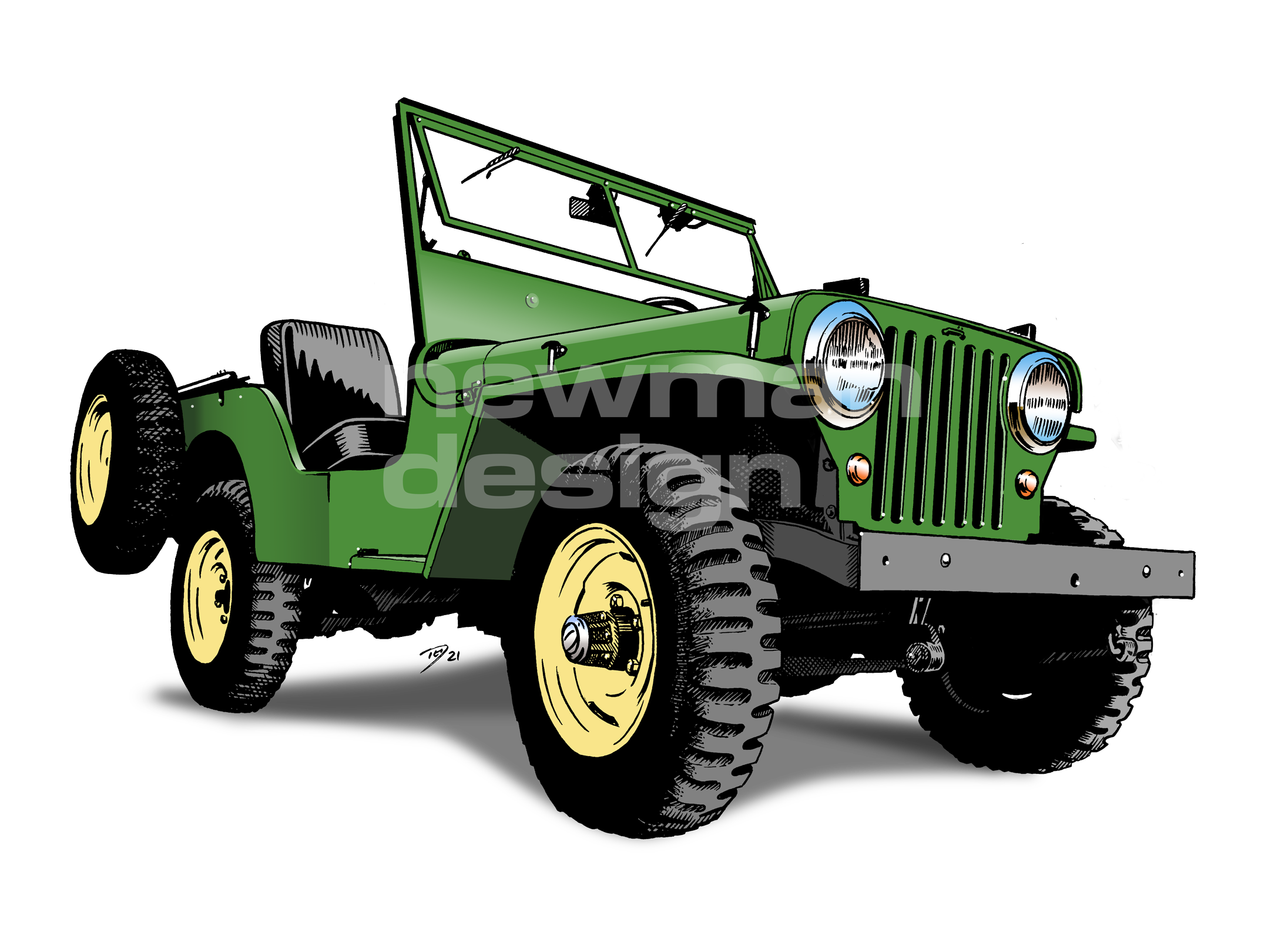 Willys Jeep cj2a pasture green